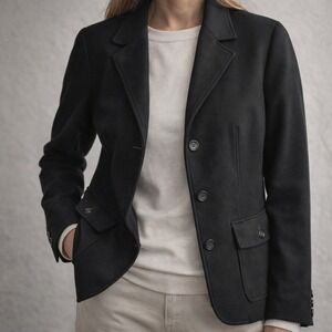 L.L. Bean Women's‎ Black Wool-Blend Blazer Jacket – Size M
